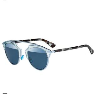 Dior So Real Sunglasses Silver Aqua Havana Light Blue